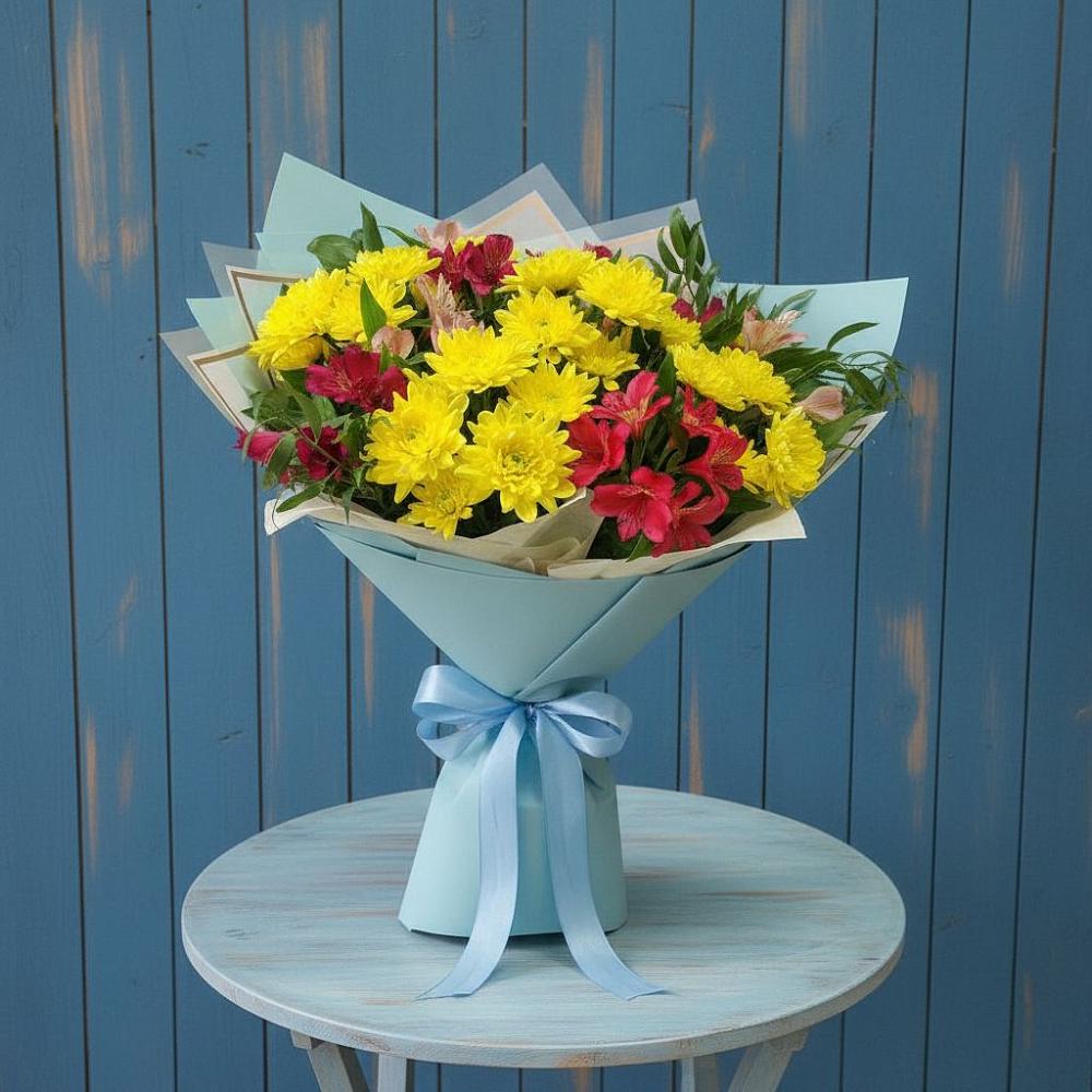 Букет цветов из: Альстромерии и Хризантемы в Московском