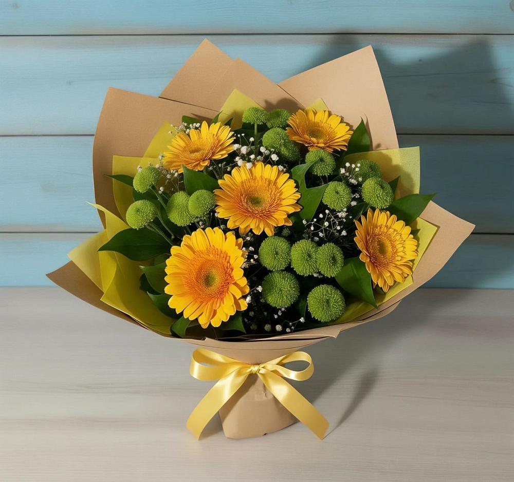 Букет цветов из: Герберы и Хризантемы в Московском