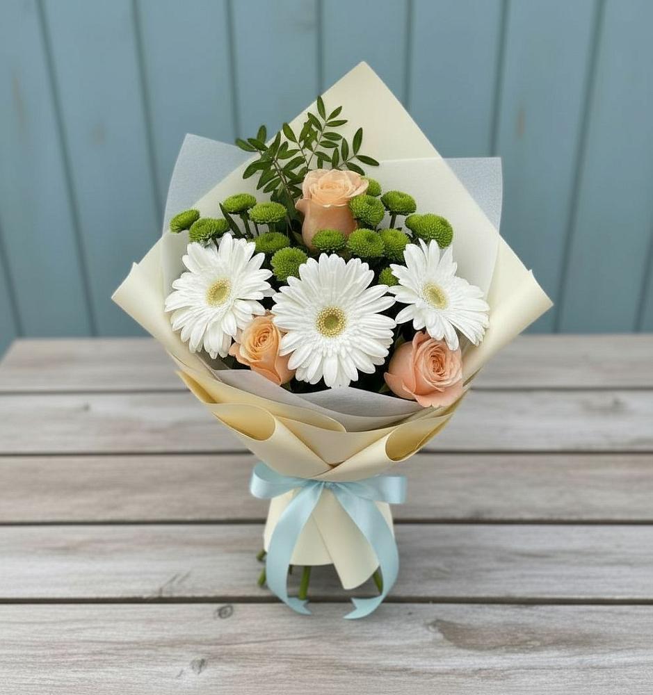 Букет цветов из: Герберы, Розы и Хризантемы в Московском