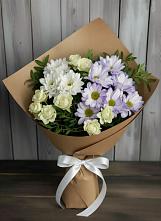 Букет цветов из:  Хризантемы и Розы #REPLACE_PRED# Московском