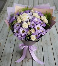 Букет цветов из:  Хризантемы и Розы в Московском